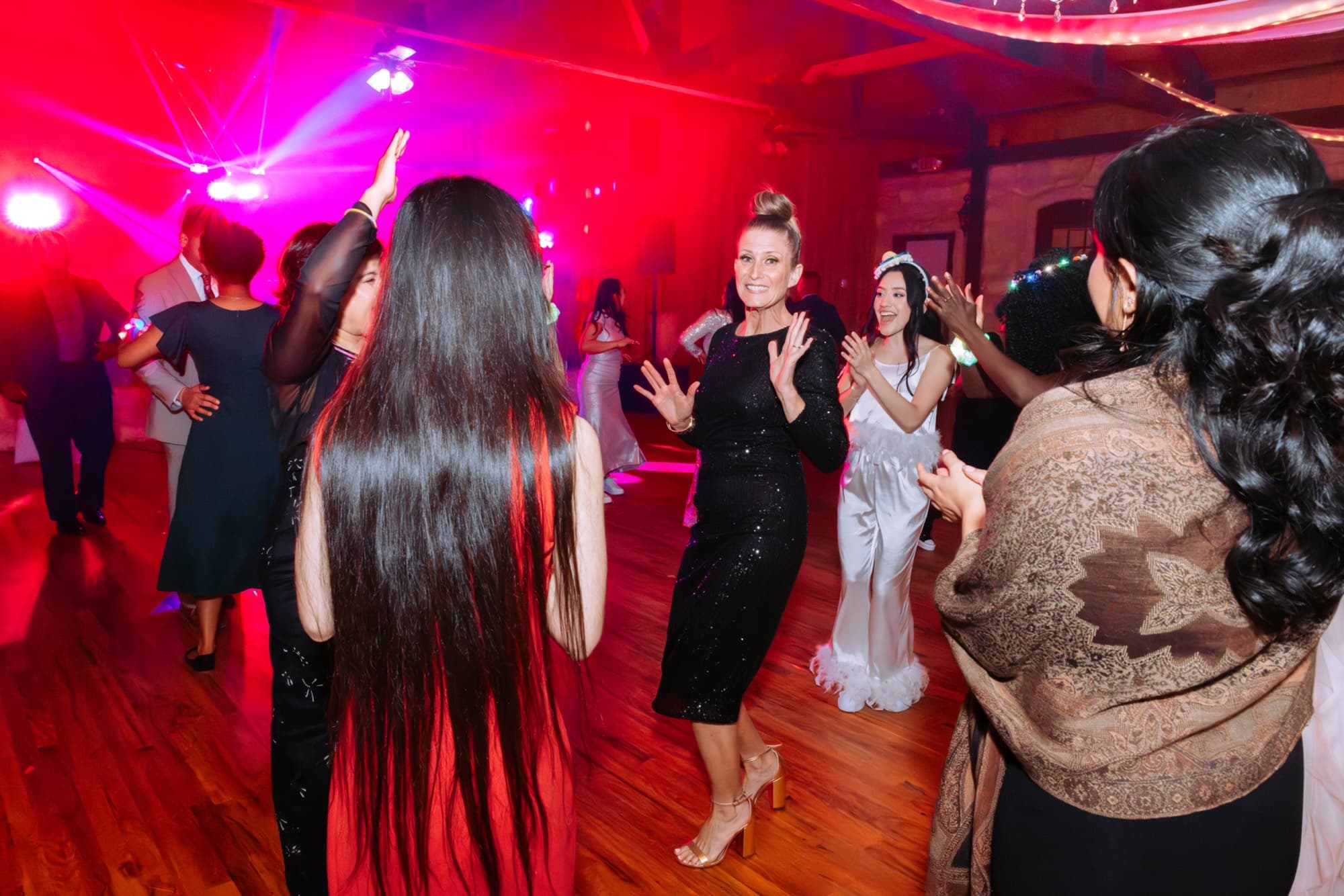 Packed dance floor at the McRae wedding reception